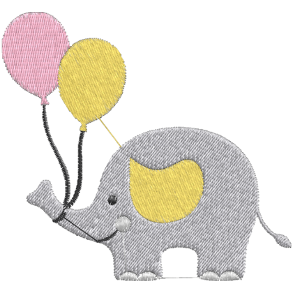 Matriz de Bordado Elefante com Balões 2